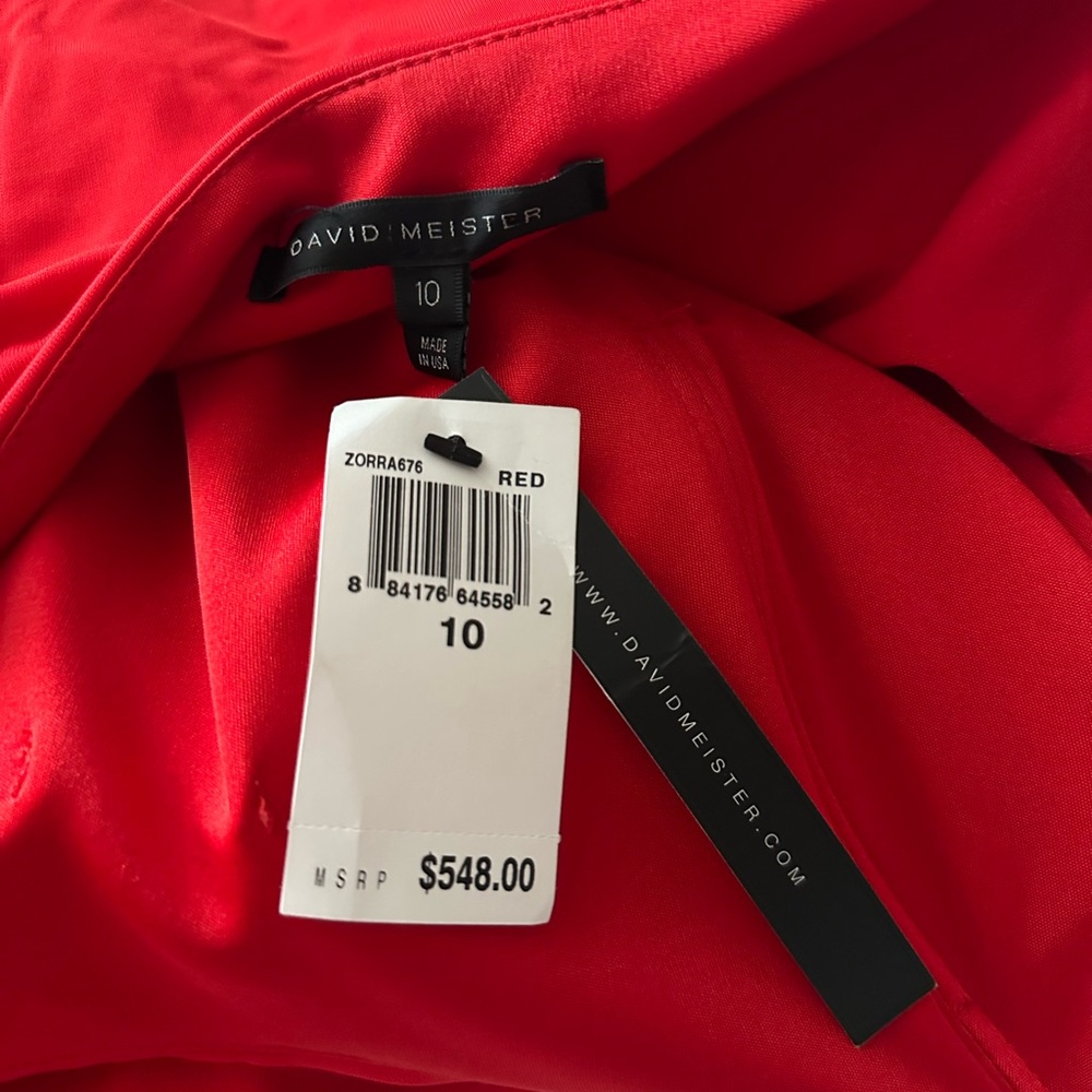 Designer David Meister Red Formal Gown